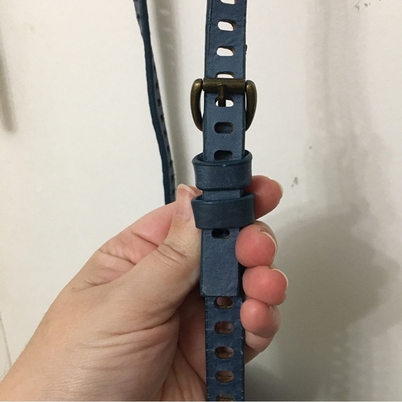 Barneys New York Blue Leather Studded Camera Bag Crossbody - Picture 9 of 11